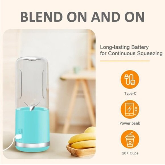Portable Blender Personal Blender for Shakes and Smoothies Blue USB Charging - Picture 5 of 10